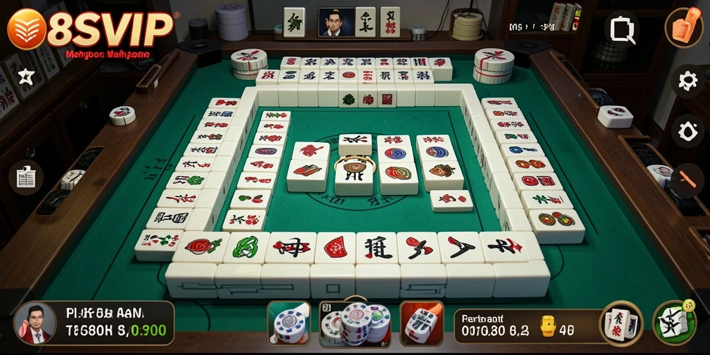Tangkapan layar gameplay Mahjong di 8SVIP yang menunjukkan aksi menantang.
