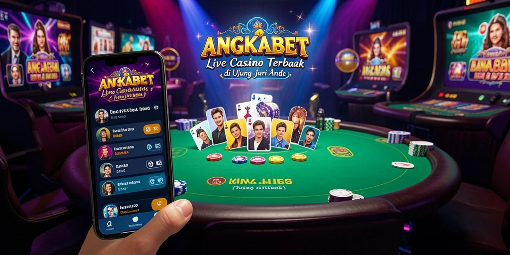 Tangkapan layar ANGKABET yang menampilkan dealer langsung dalam permainan kasino.