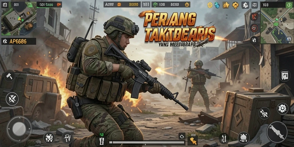 Tampilan permainan AP686 yang mendebarkan dalam genre FPS.