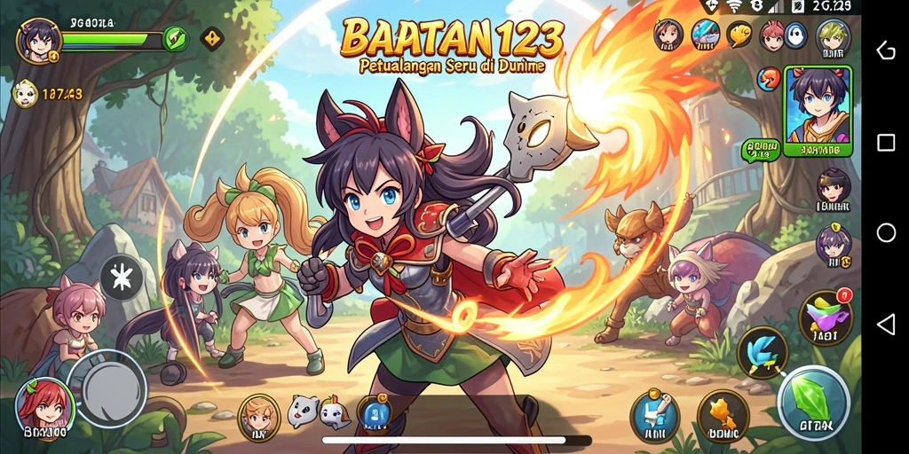 Tampilan gameplay BATA123 menampilkan pertarungan karakter anime yang epik.