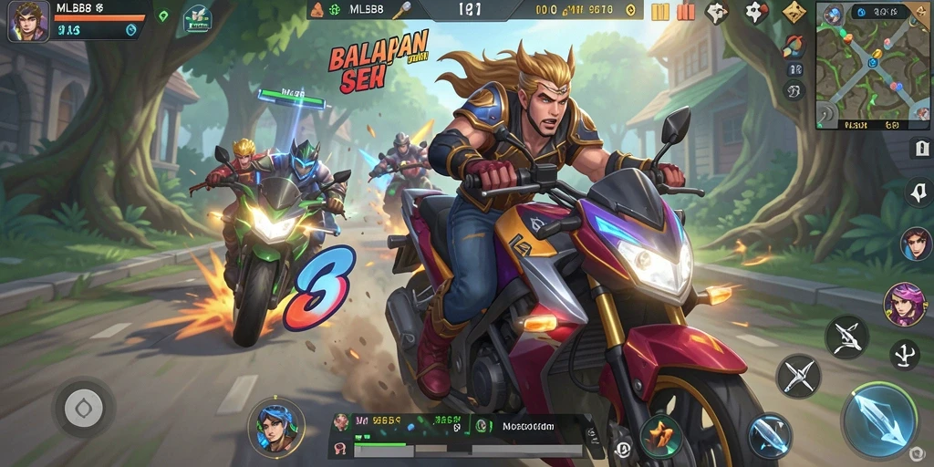Tampilan permainan MLBB8 yang penuh kecepatan dan aksi
