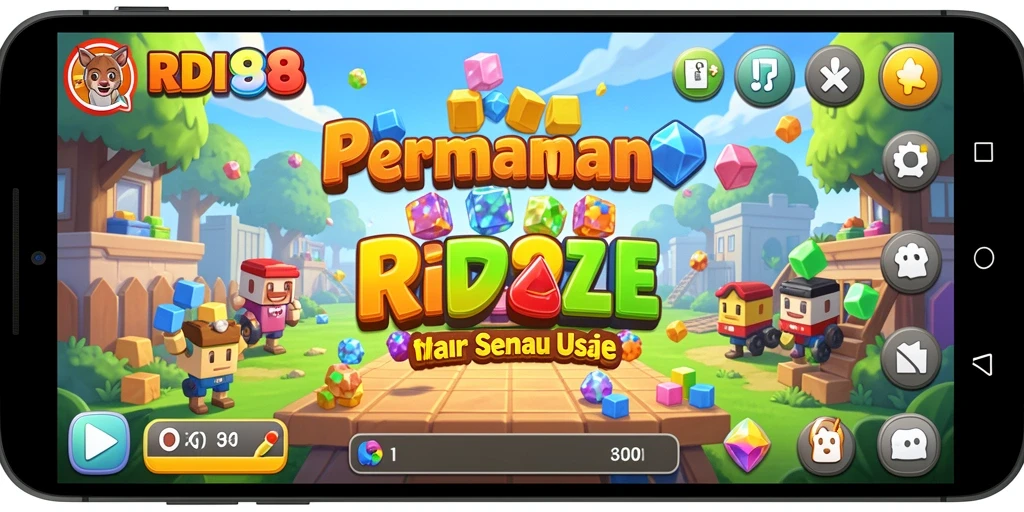 Screenshot RDI88 menunjukkan gameplay Puzzle yang mendebarkan dan penuh warna.